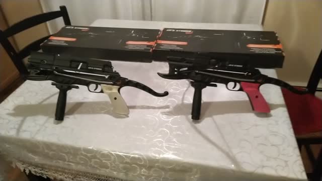 Assembled AR 6 stinger steambow pistol crossbows