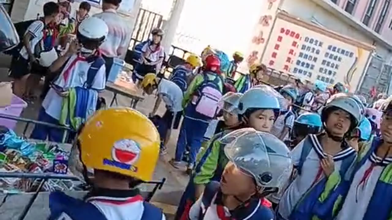 Schools require students to wear helmets to school