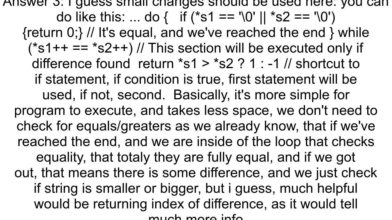 String compare without using standard library function