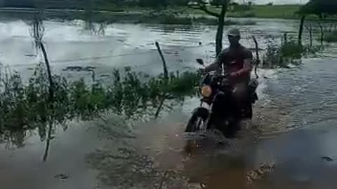 motorcycle in lagoon