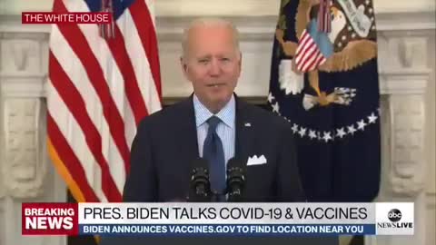 Biden telling the nation to visit "vaccines.gum"