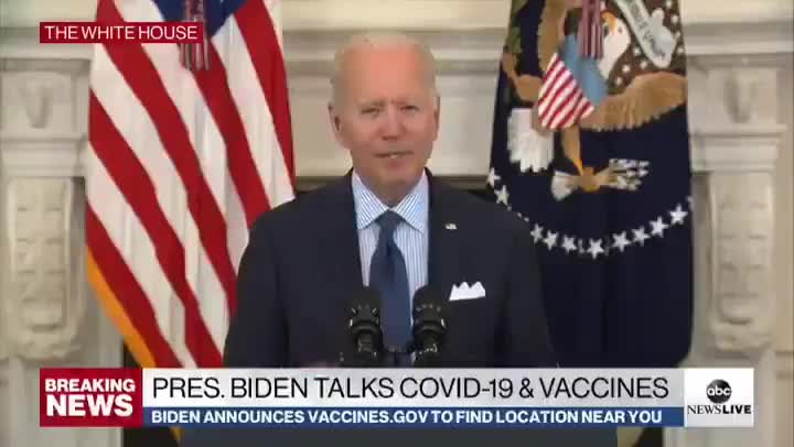Biden telling the nation to visit "vaccines.gum"