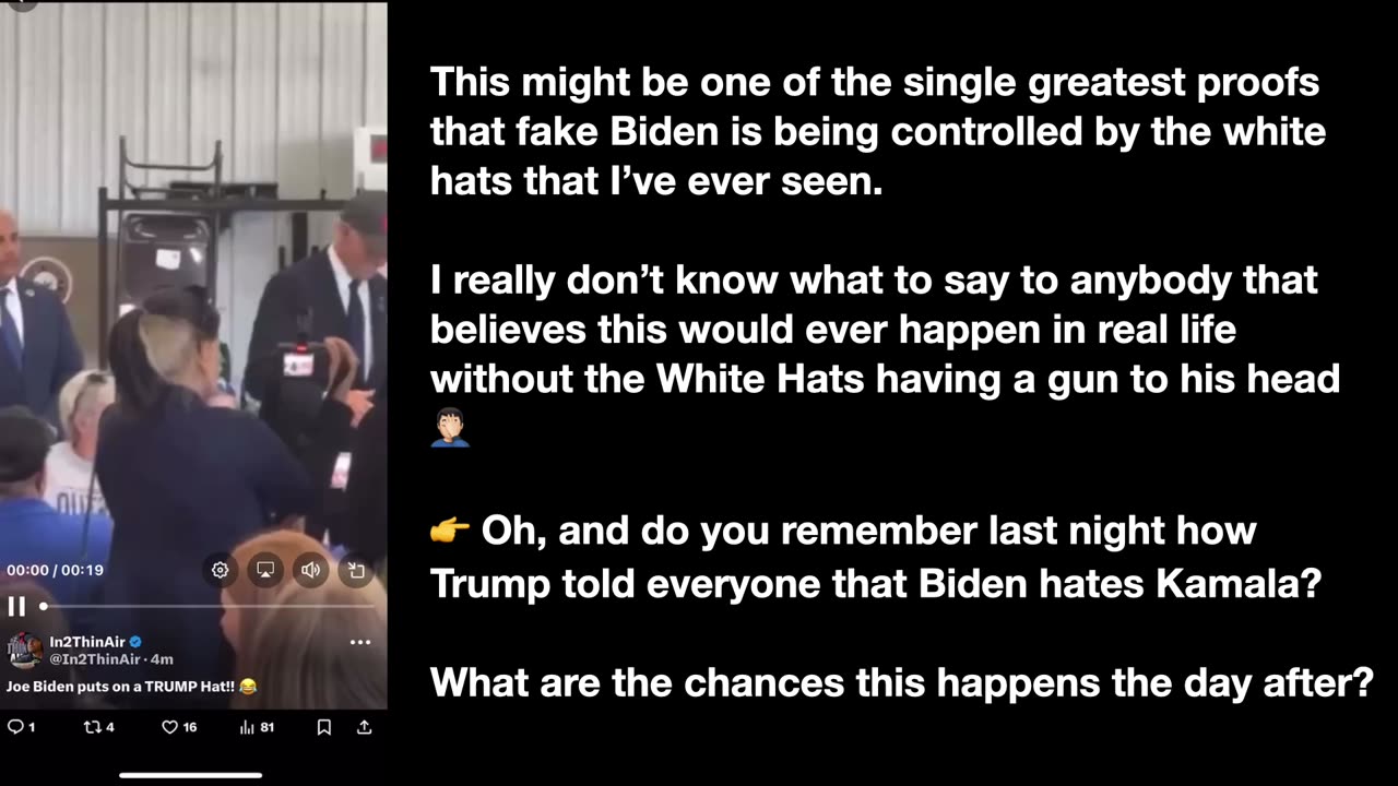 White Hats control the Fake Biden as seen on these videos...