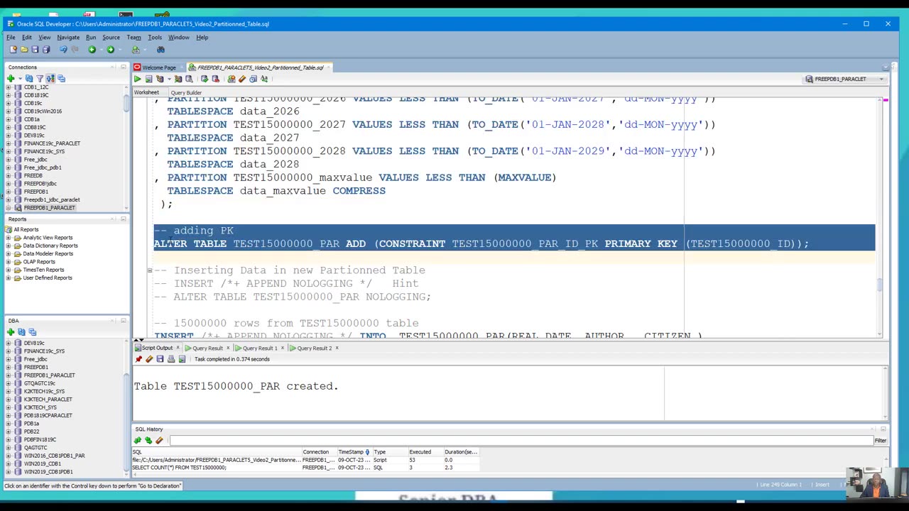 How to Create and Manage Partitioned Table with more 15 000 000 rows in Oracle 23c