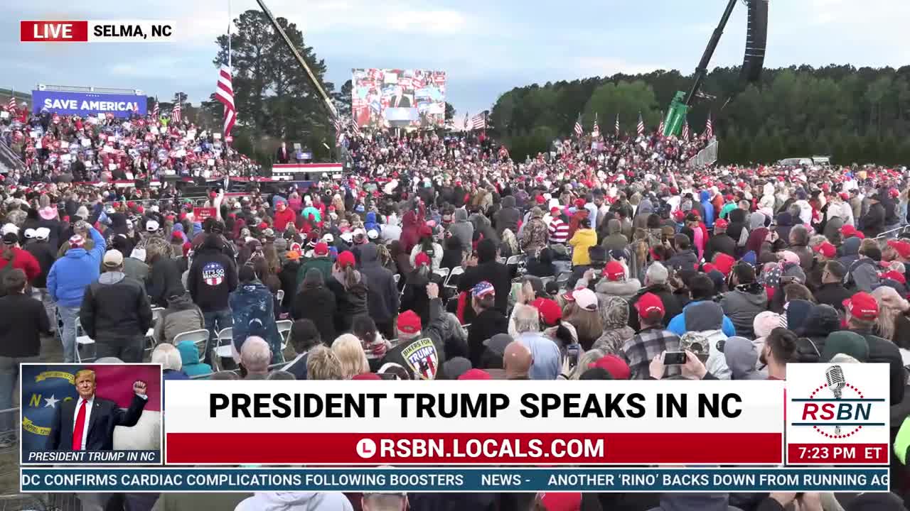 Crowds in North Carolina break out into "we love Trump".