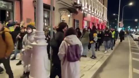 People Chanting "No War" In Moscow, Russia