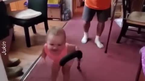 Adorable kid works like grandpa funny