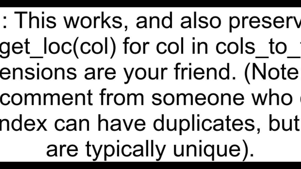 Get indexes of multiple pandas columns by names