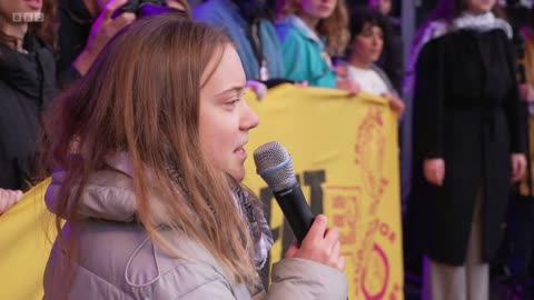 Man grabs Greta Thunberg's microphone after pro-Palestinian chants at climate rally