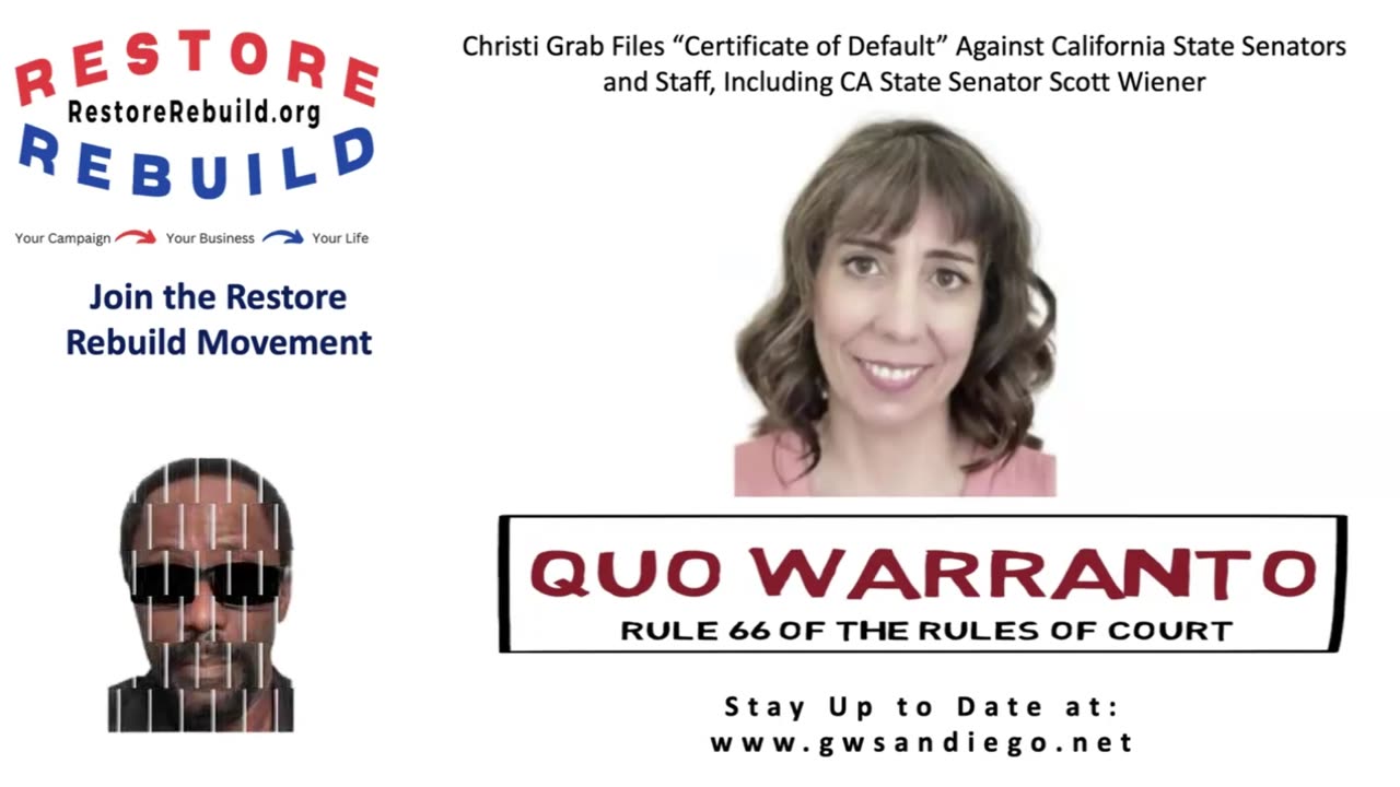 Christi Grab Files “Certificate of Default” Against CA State Senator Scott Wiener and Others