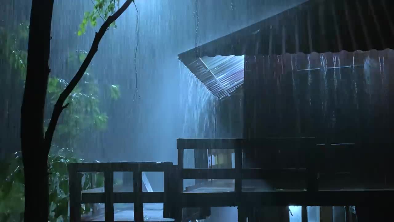 Treatment of Insomnia with Heavy Rain & Best Thunder at Night - Rain Sounds for Sleeping, Studying