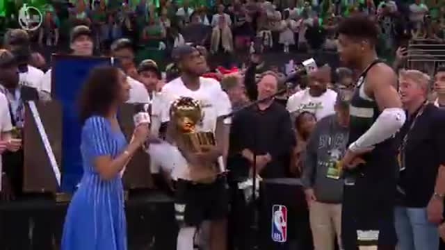 Giannis shouts out Middleton after winning Finals MVP. #NBAFinals