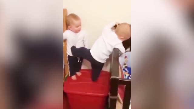 Twins baby laughing