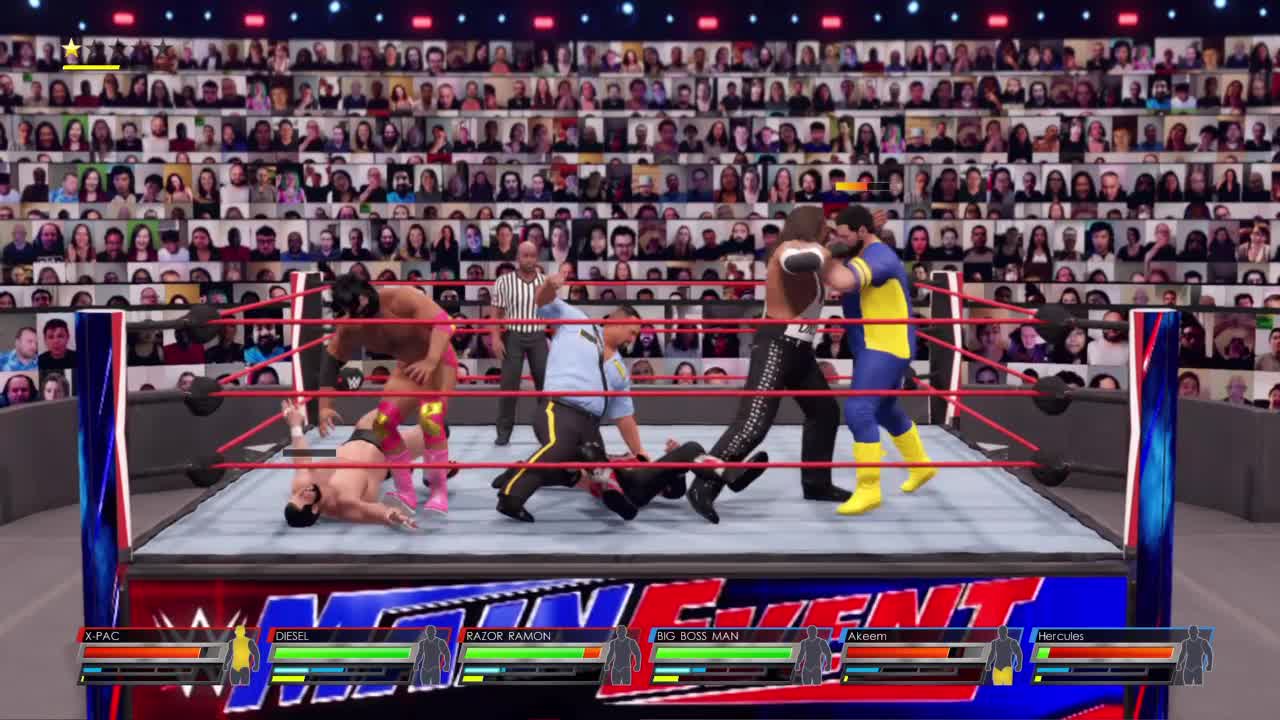 wwe2k22, Razor Xpac, Diesel, vs the twin Towers and Hercules tornado Tag