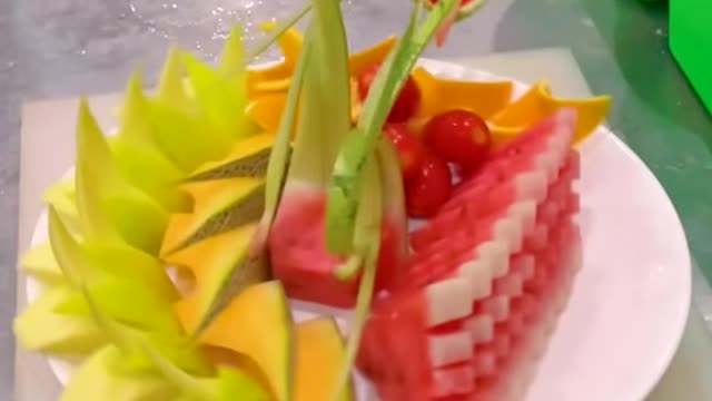 Beautifully cut fruits & veggies