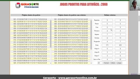 LOTOFACIL 2966 DICAS E ANALISE - CANAL GERASORTE