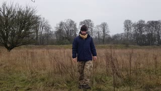 Making sure I am in shot. Before filming. At a iron age fort