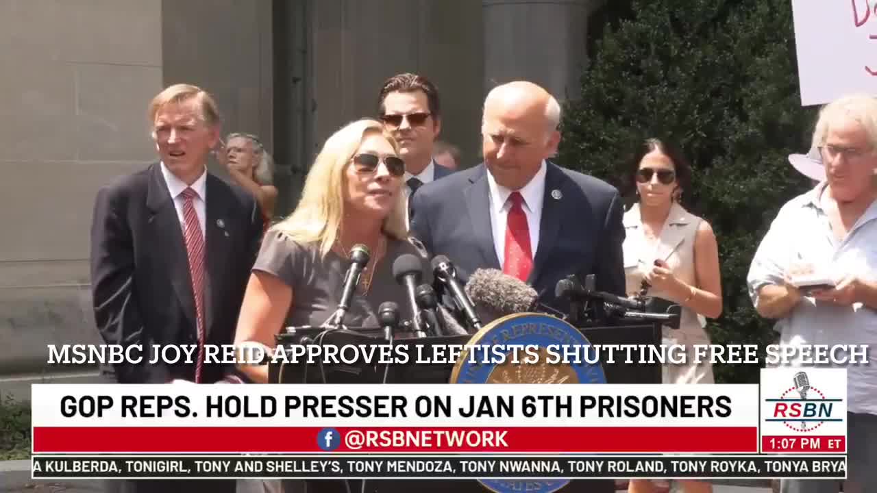 MTG Gaetz Jan 6 Prisoner Treatment Presser shutdown by leftists - MSNBC Reid Approves