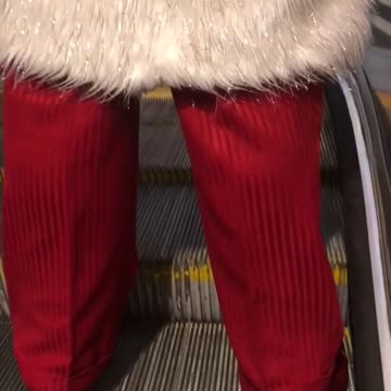 Pimp outfit white fur red pants escalator