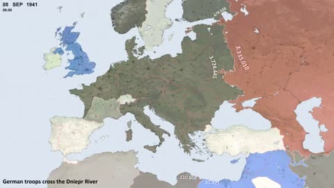 Carte Europe/Russie de 1939 à 1945