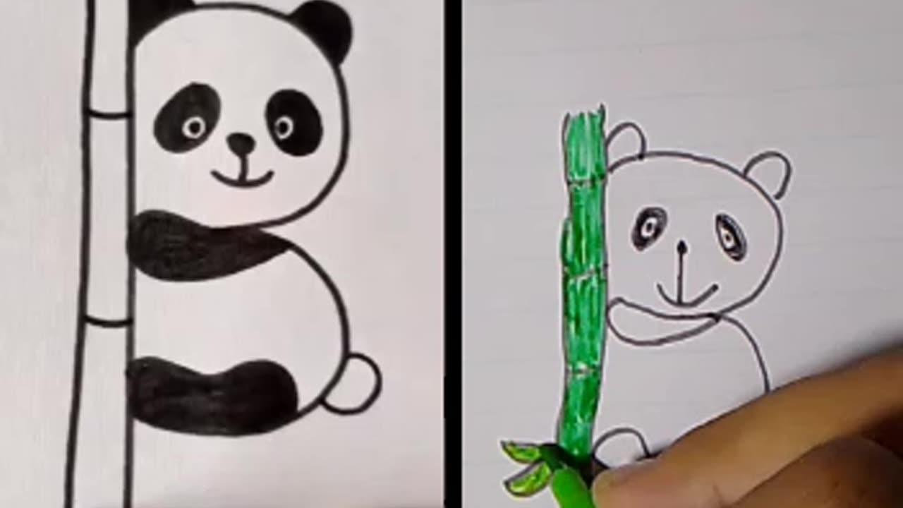 Teacher vs student drawing/draw a panda 🐼/beautiful panda