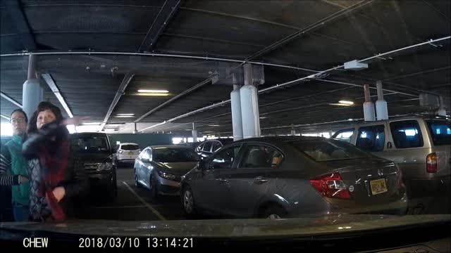 Woman Stands in Parking Spot