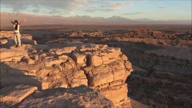 Moon Valley and sunset at Atacama desert in Chile