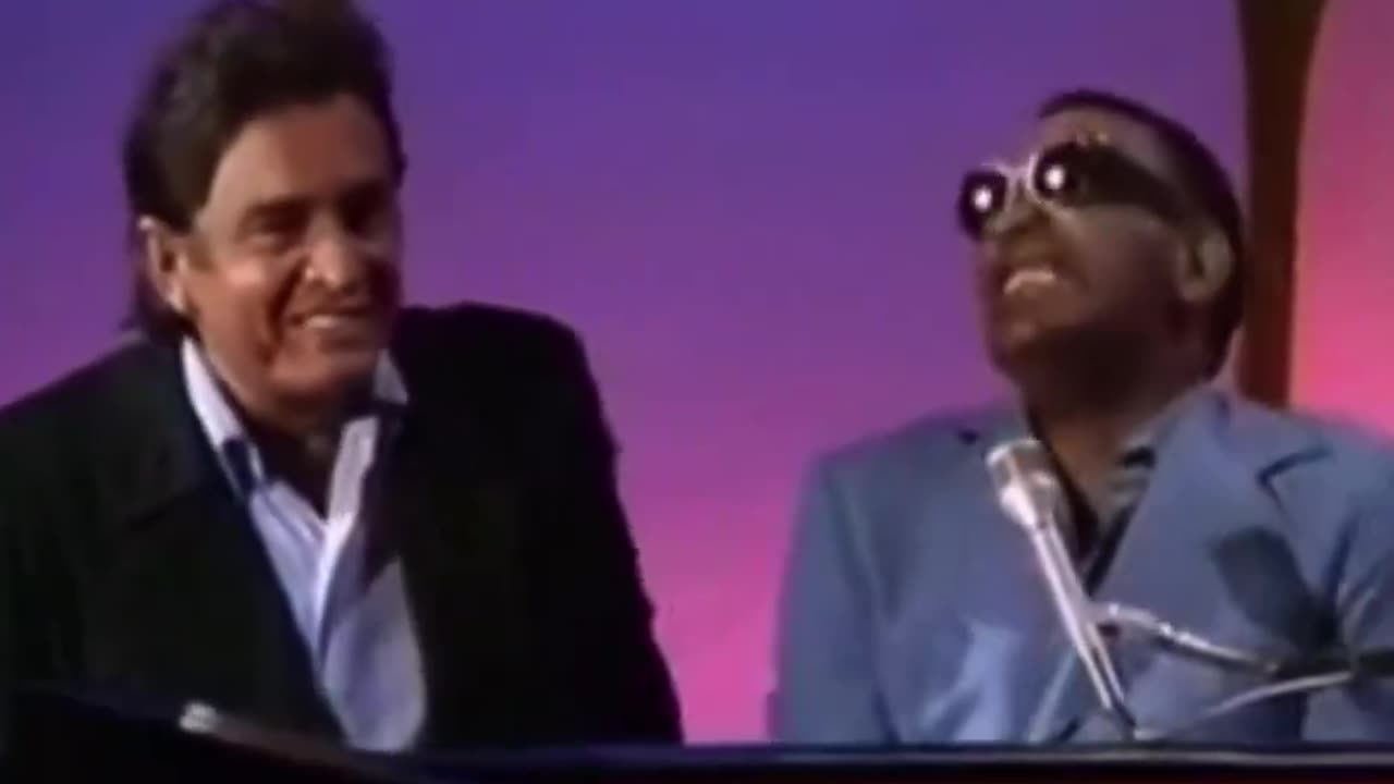 Ray Charles doing a special rendition of "I Walk the Line" as a gift for Johnny Cash