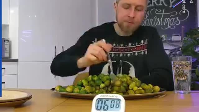 Man attempts to break record for most Brussel sprouts eaten in 30 min