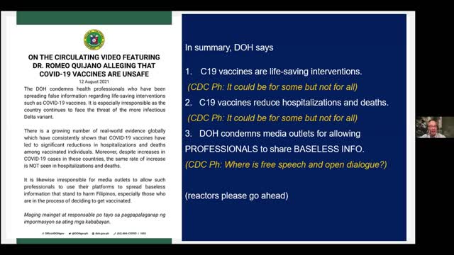 CDC Ph Weekly Huddle excerpt: Doc Romy Quijano on Agenda-Free Science