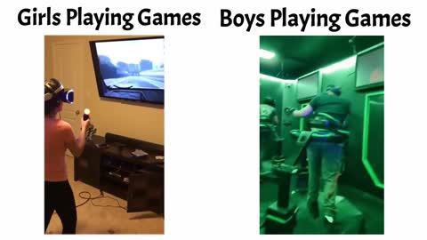 Girls vs Boys playing games