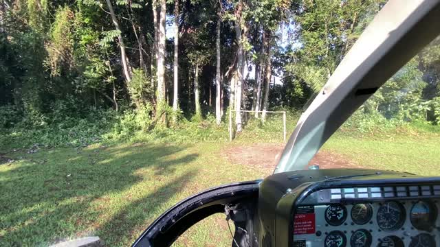 Helicopter landing in Takalik Guatemala
