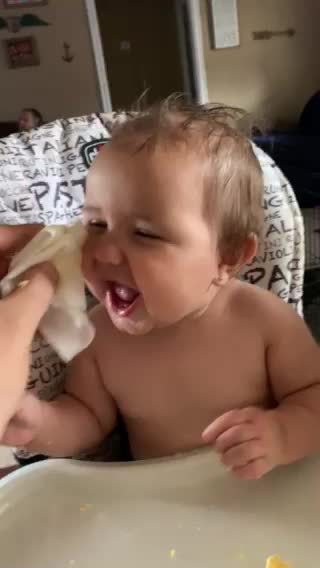 Chunky Baby hungry for baby wipe.