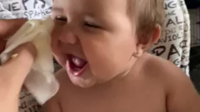 Chunky Baby hungry for baby wipe.
