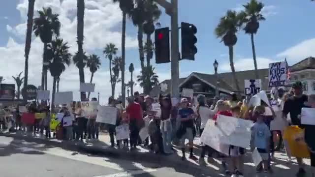 Huntington Beach, California Vaccine Mandate Protest Oct. 18, 2021