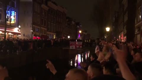 England fans singing DON'T TAKE ME HOME down the red light district in Amsterdam