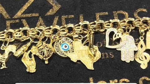 Ladies Solid Gold Chino Link Custom Charm Bracelet