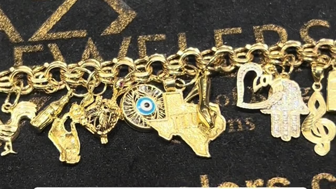 Ladies Solid Gold Chino Link Custom Charm Bracelet