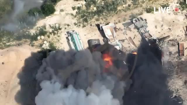 Ukrainian artillery destroy Russian military equipment and ammo dump .........