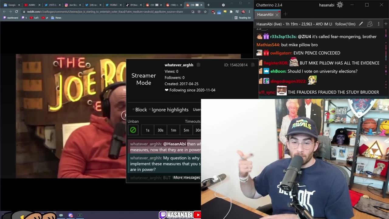 HasanAbi reacts to Joe Rogan and Tim Pool on VOTER FRAUD