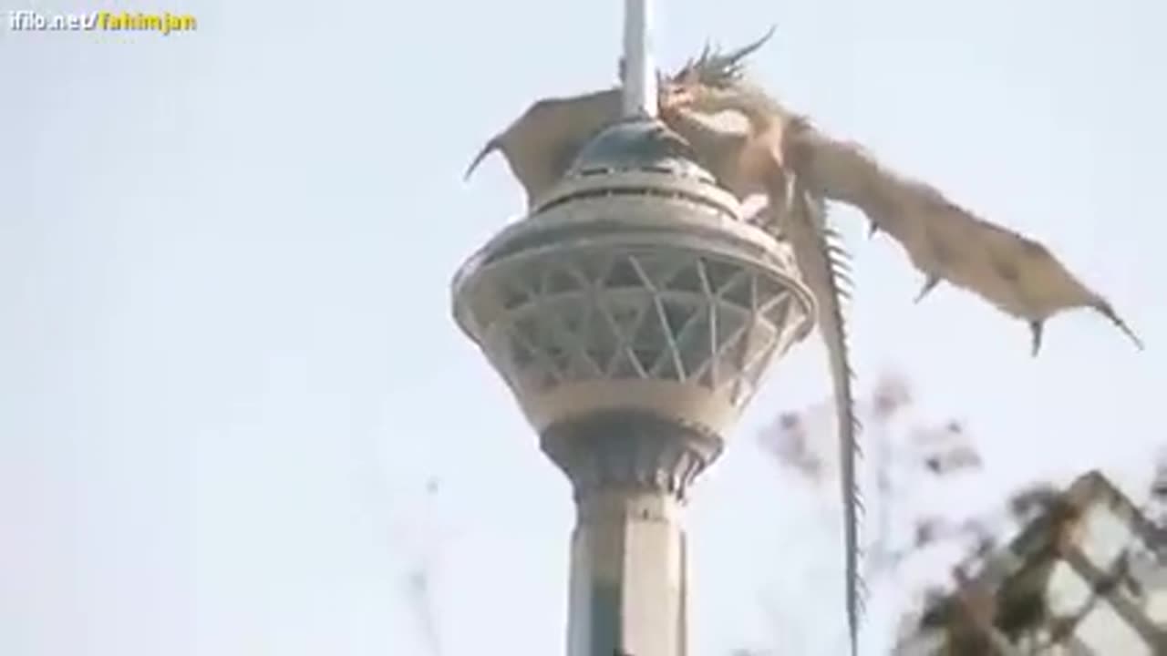 Seeing the dragon on top of the Milad Tower in Tehran