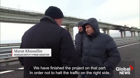 Putin drives across Crimean bridge in Mercedes to inspect repairs 2 months after attack