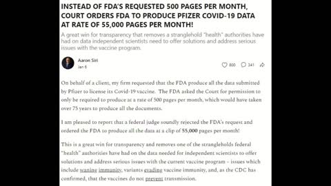 FDA take over 75 years to produce data submitted by Pfizer to license Covid-19 vaccine.