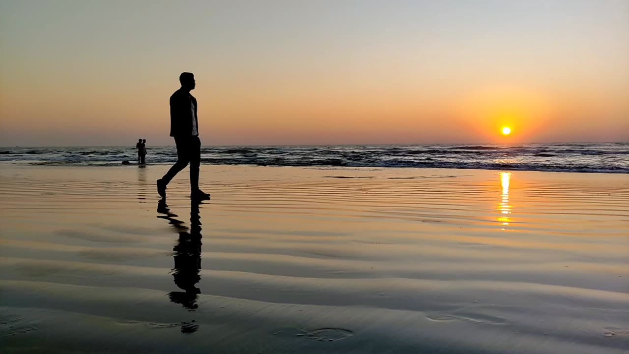 Rare sunset scenes can only seen at coxbazar sea beach