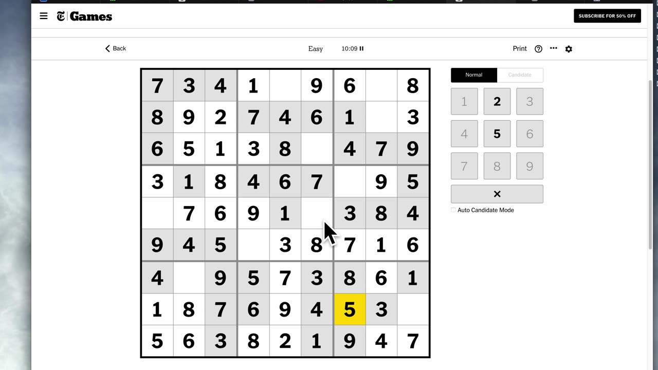 Sudoku 2023-06-22 easy. Featuring my wife :)