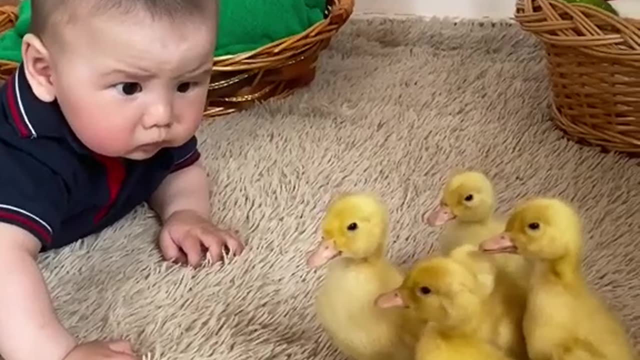 Funny video a little cute baby