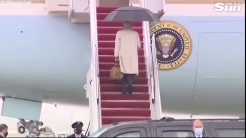 Biden Almost Slips From Stairs in “Rainy Weather ”