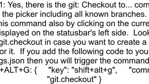 Is there any command to open list of branches in VS Code