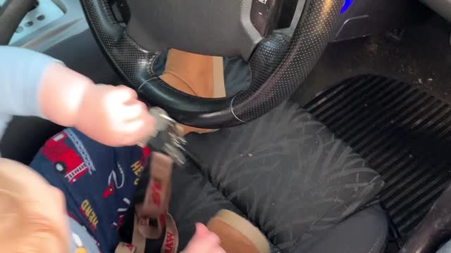 Baby Grabs Correct Key and Tries to Start Car