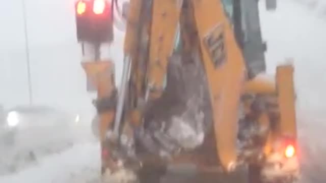 Driving in snowstorm in Reykjavik